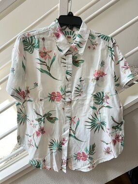 Levi’s Tropical Floral Linen Blend Button Down Women’s Size M